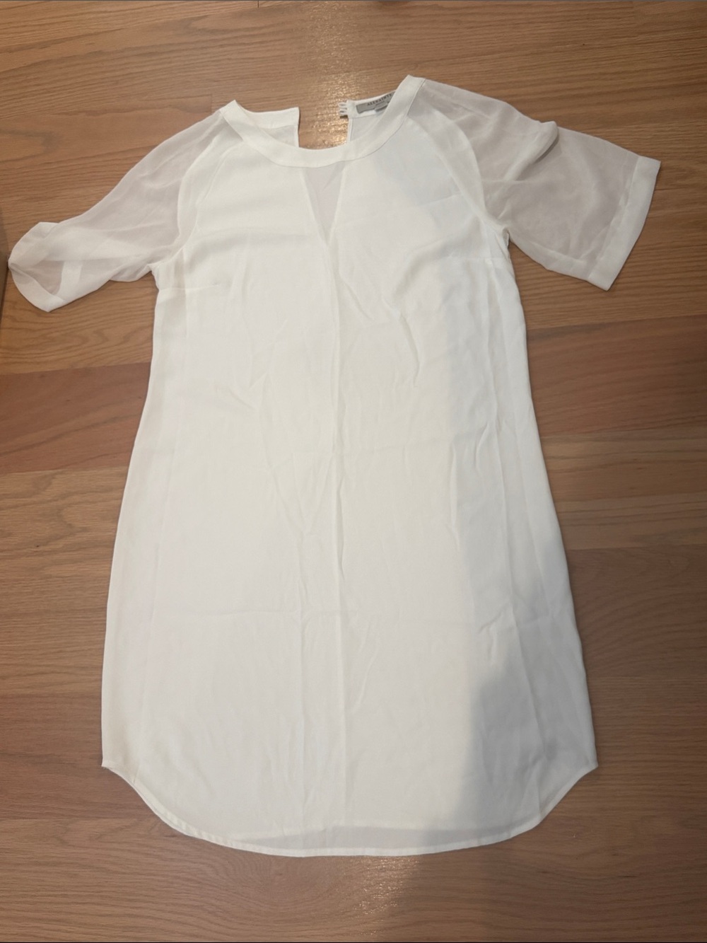 AllSaints White Sheer-Sleeve Mini Dress